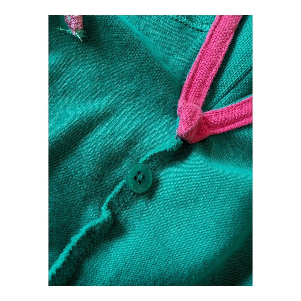 Quacker Factory | Pink Collared Embroidered Pineapple Green Polo | XL - Picture 6 of 11